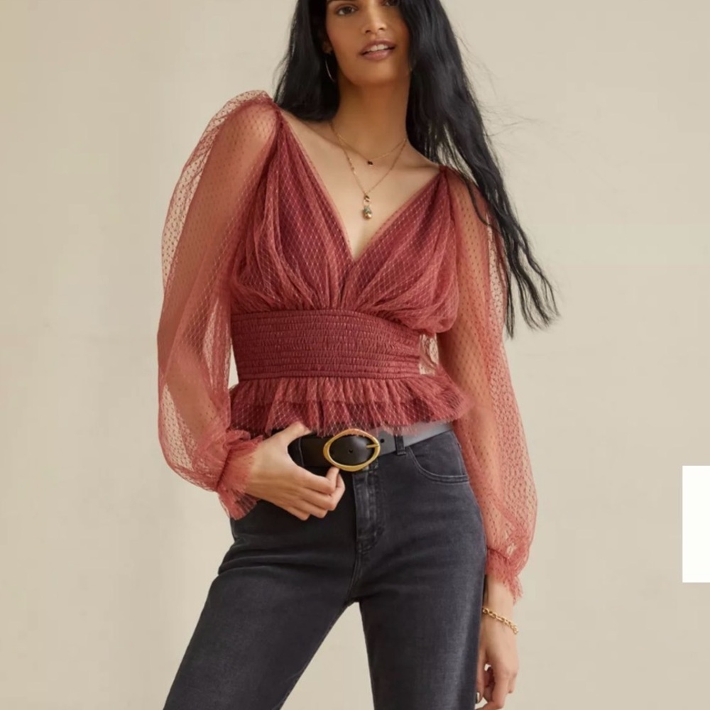 Anthropologie Tulle Blouse